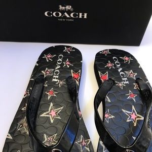 Coach Abigail Black Star Flip Flops